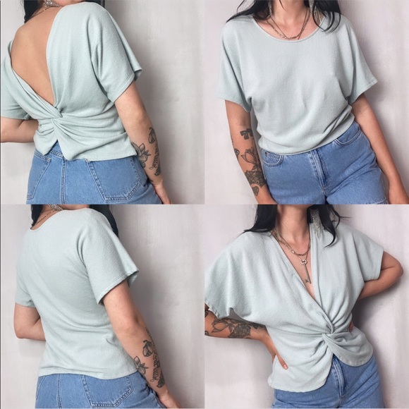 ALTARD STATE MULTI WEAR BLUE WRAP BLOUSE TOP - Picture 2 of 6